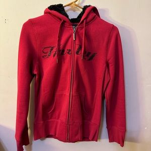 Red Harley Davidson zip up hoodie with black bling